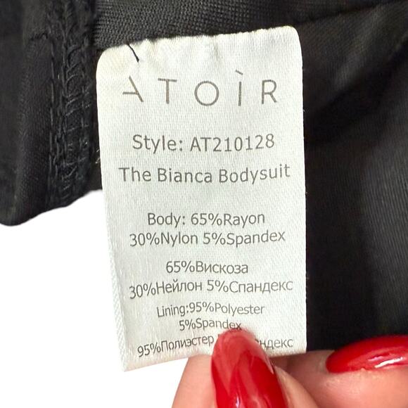 Atoir Black Bianca Racerback Stretchy Scuba Fabric Side Cutouts Bodysuit Sz 2 - Picture 4 of 12